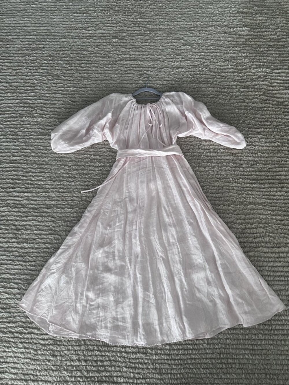 Scanlan Theodore Tinted Pink Linen Gathered Dress | Size 4